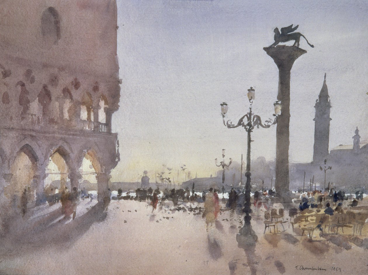 Early Morning, Piazzetta, Velence, 1989 (wc papíron) alkotó: Trevor Chamberlain