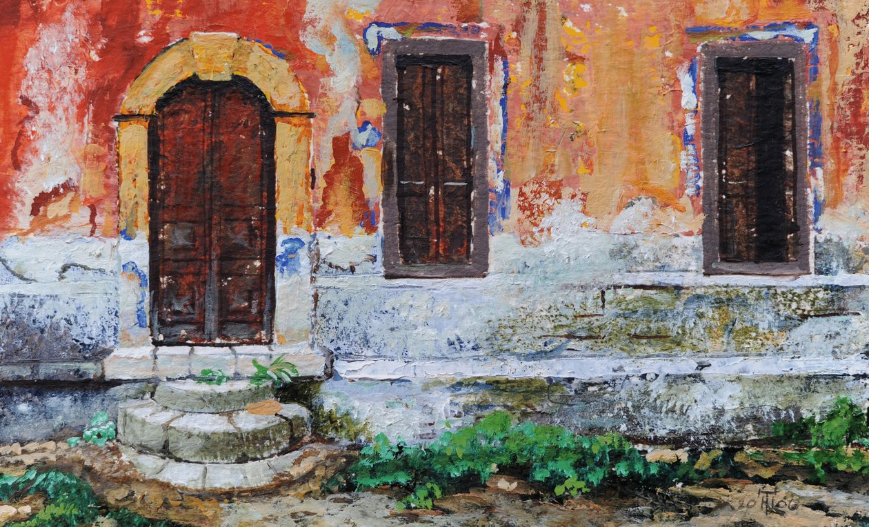 Doorway, Korfu, 2006 (olaj, papír) alkotó: Trevor Neal