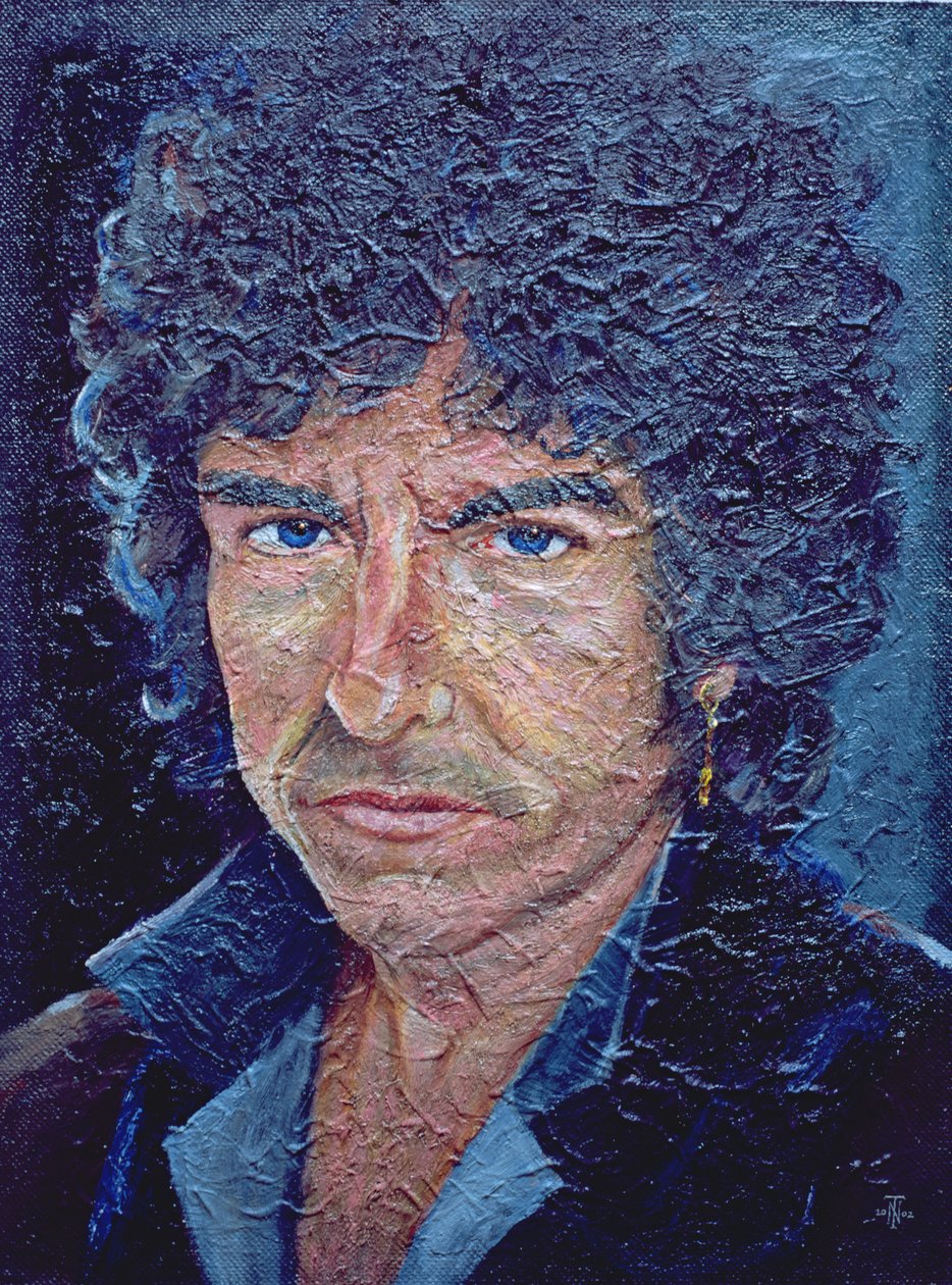 Dylan (sz.1941) (olaj-akril alabasztinon, hessian fektetett deszkán) alkotó: Trevor Neal