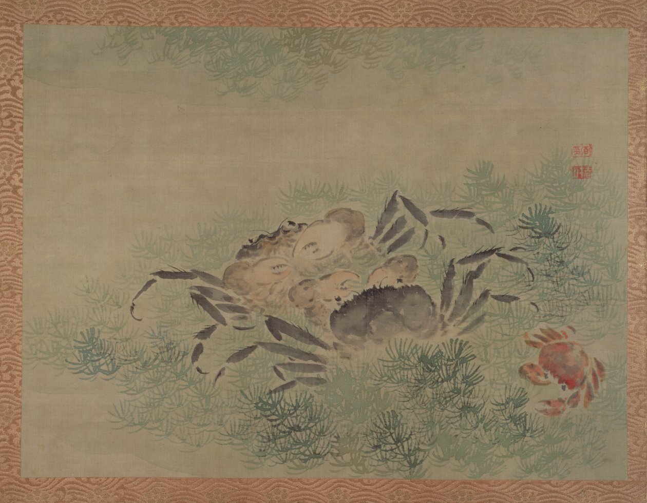 Rákok, 1851 (akvarell, selyem) alkotó: Tsubaki Chinzan