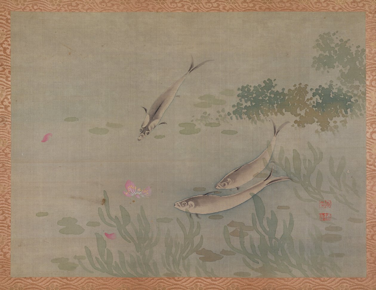 Hal, 1851 (akvarell, selyem) alkotó: Tsubaki Chinzan