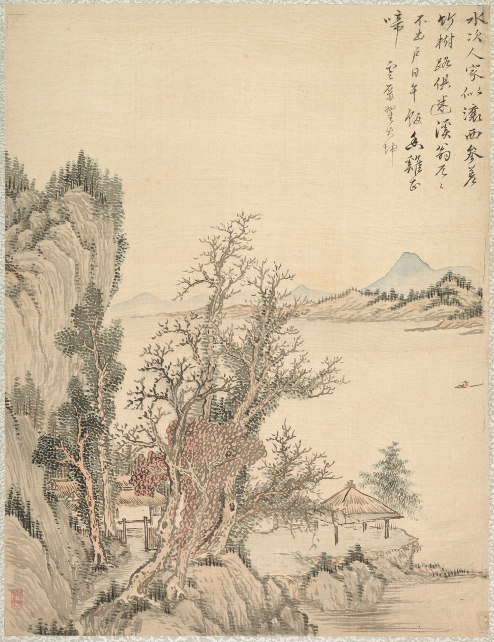 Lakó a parton, 1847. alkotó: Tsubaki Chinzan