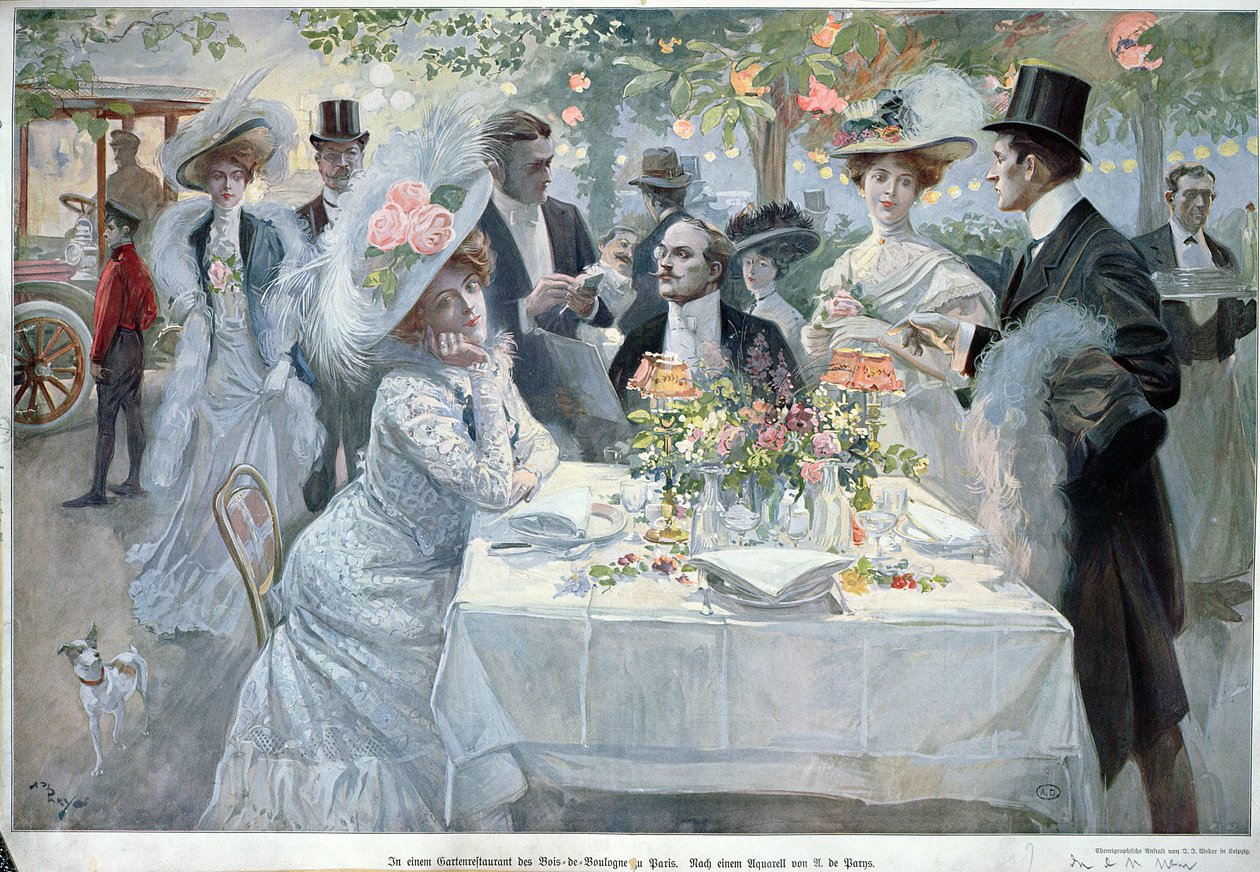 A párizsi Bois de Boulogne egyik éttermében, 19. század végén alkotó: U de Parns