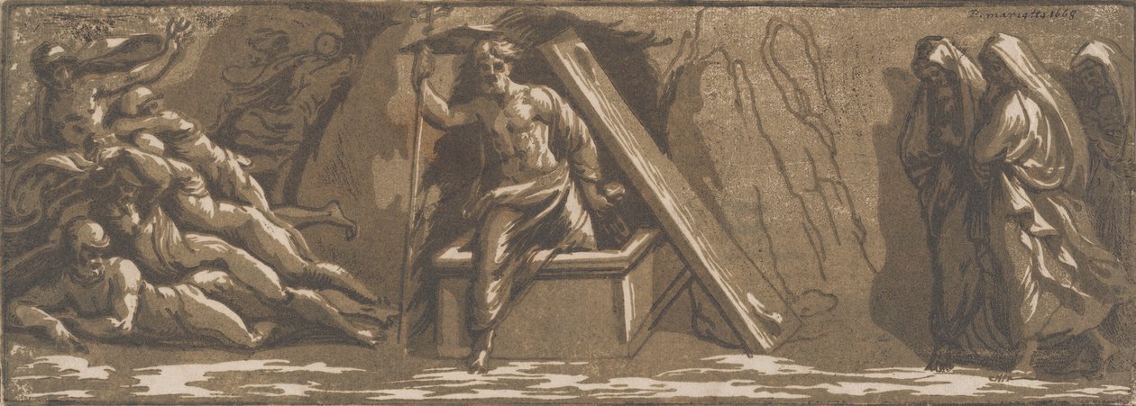 Krisztus feltámadása, kb. 1520-27. alkotó: Ugo da Carpi