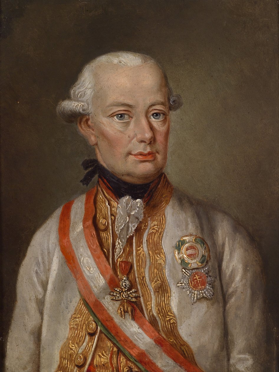 II. Lipót (1747-1792) római császár arcképe a mezei marshall egyenruhájában, érmekkel alkotó: Unbekannt Unbekannt