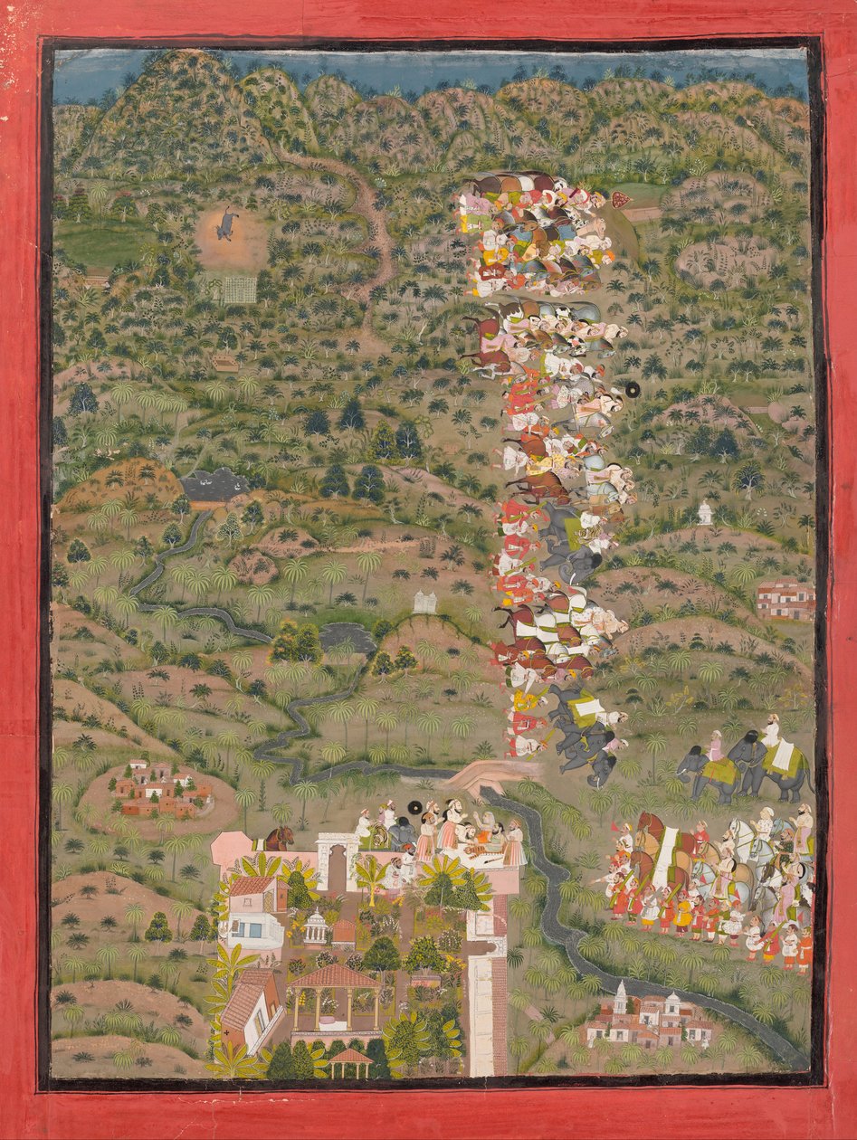 Maharana Sangram I. Látogatás Gosain Neelkanthaji után egy tigrisvadászat után alkotó: Unbekannt Unbekannt
