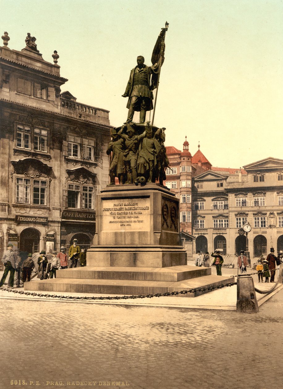 Radetzky-emlékmű Prágában, 1890 körül (színes képeslap) alkotó: Unbekannt Unbekannt