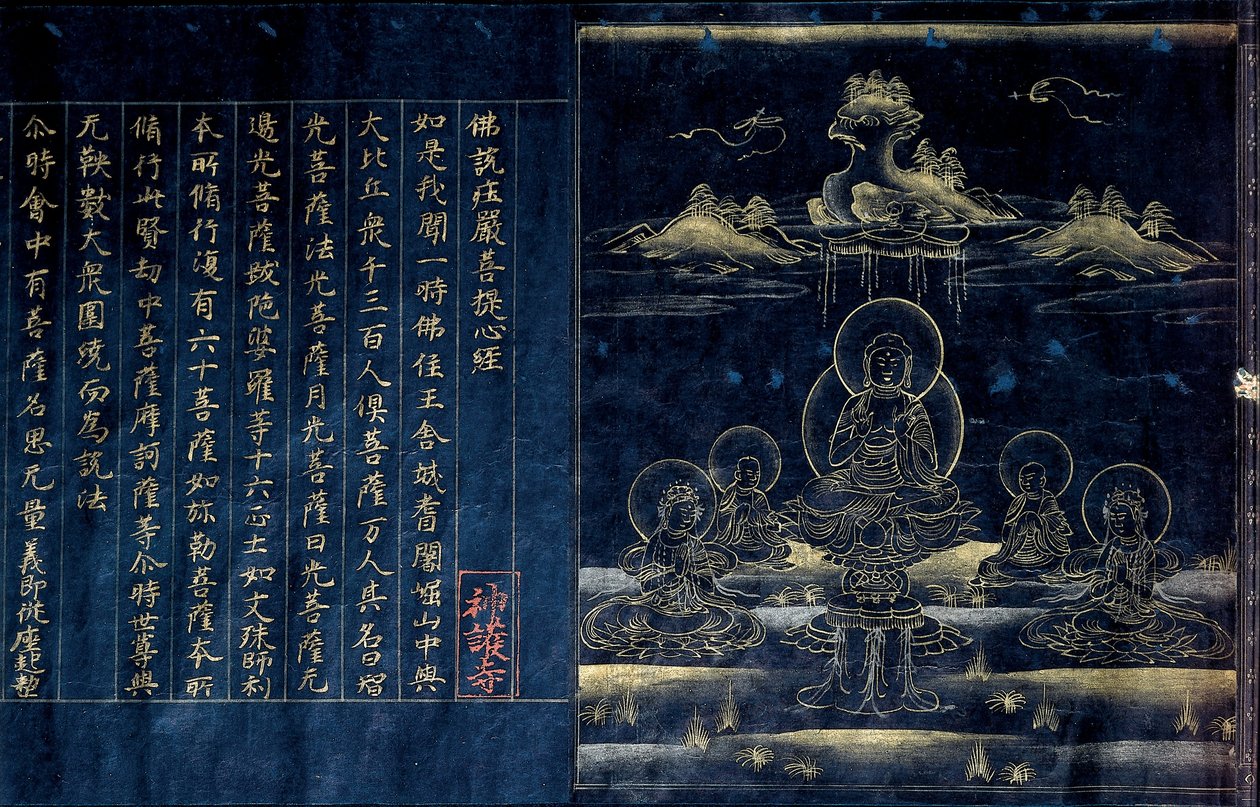 Sutra Frontispiece, amely a prédikáló Buddhát ábrázolja (részlet) alkotó: Unbekannt Unbekannt