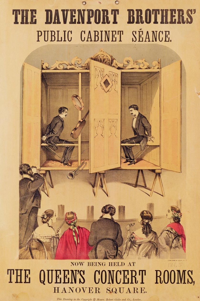 A Davenport testvérek, a Seance plakátja, 1865 alkotó: Unbekannt Unbekannt