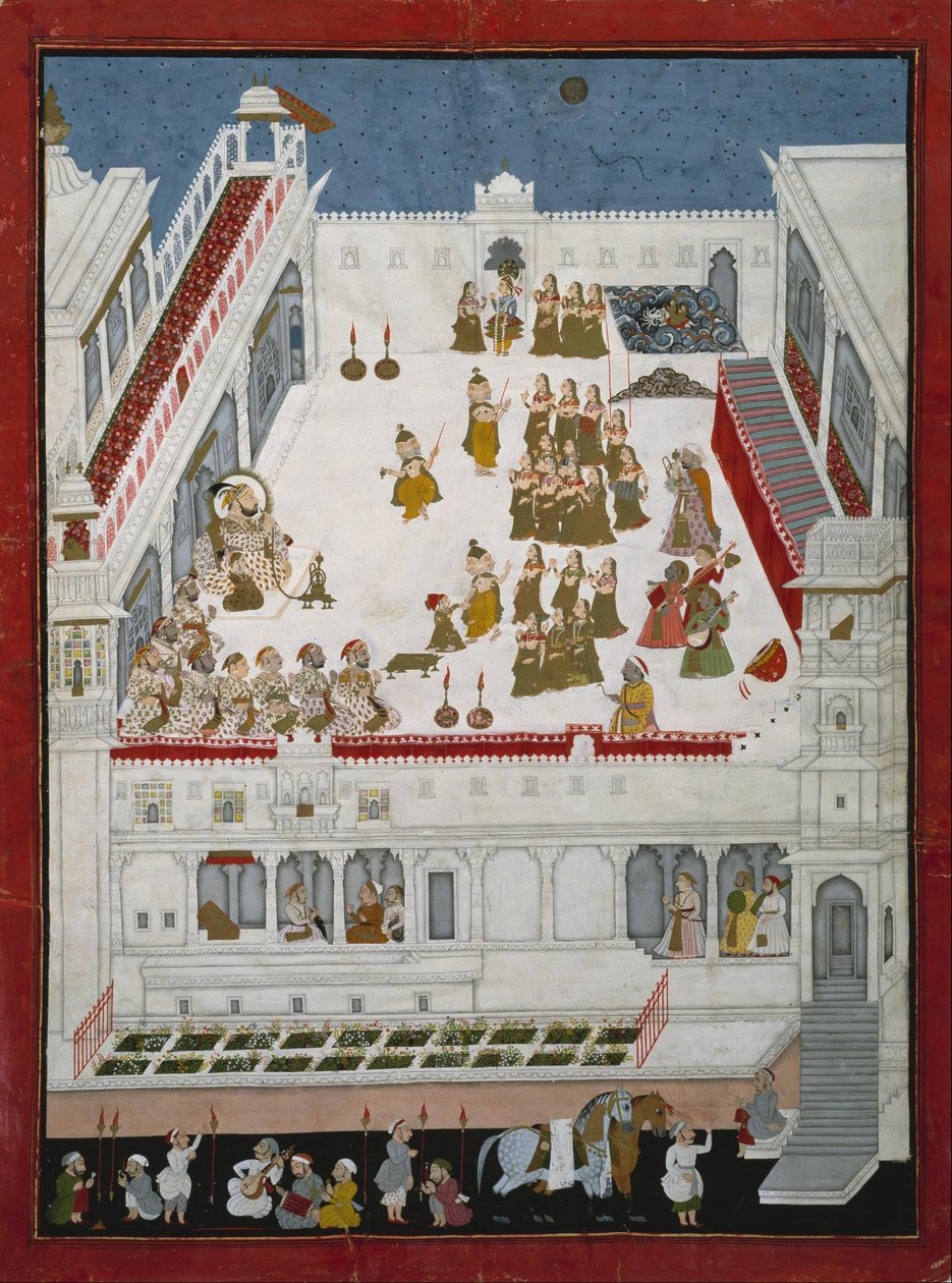 Ismeretlen indiai - Maharana Jagat Singh II és a nemesek a Raslila táncdrámákat nézik alkotó: Unbekannt Unbekannt