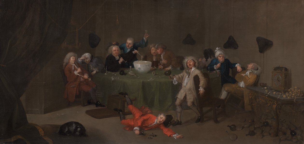 A Midnight Modern Conversation, kb. 1732. alkotó: Unbekannt
