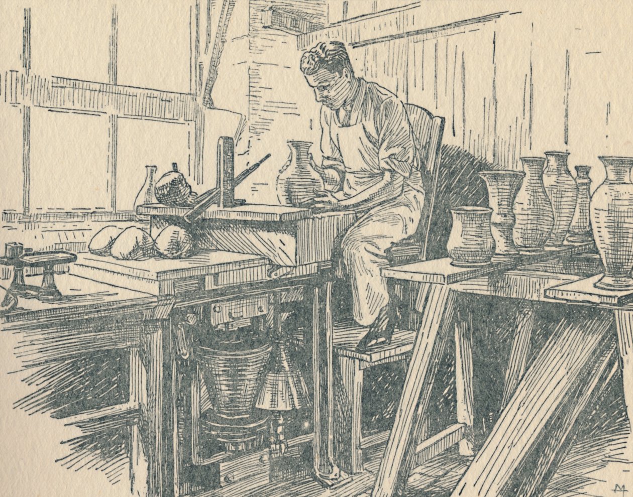 Egy fazekas munkában, 1910 alkotó: Unbekannt