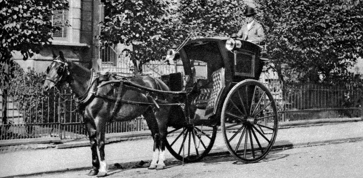 Lóvontatású hansom taxi, London, 1926-1927 alkotó: Unbekannt