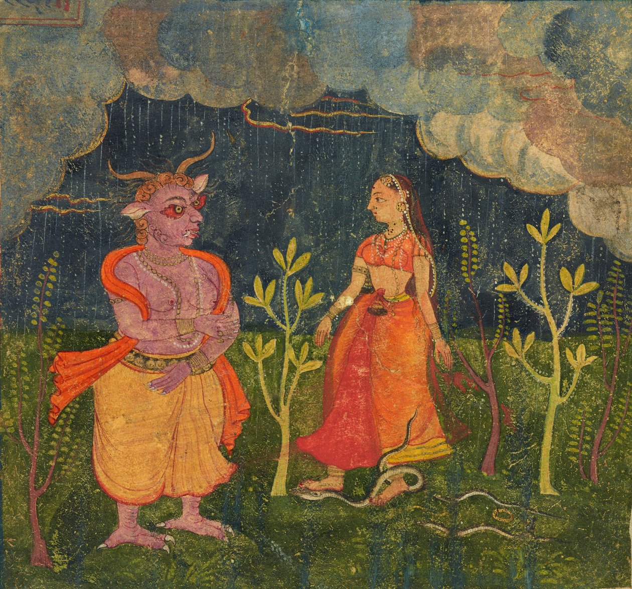 Abhisarika Nayika, Folio egy Rasikpriya-ból, kb. 1615-1625. alkotó: Unbekannt