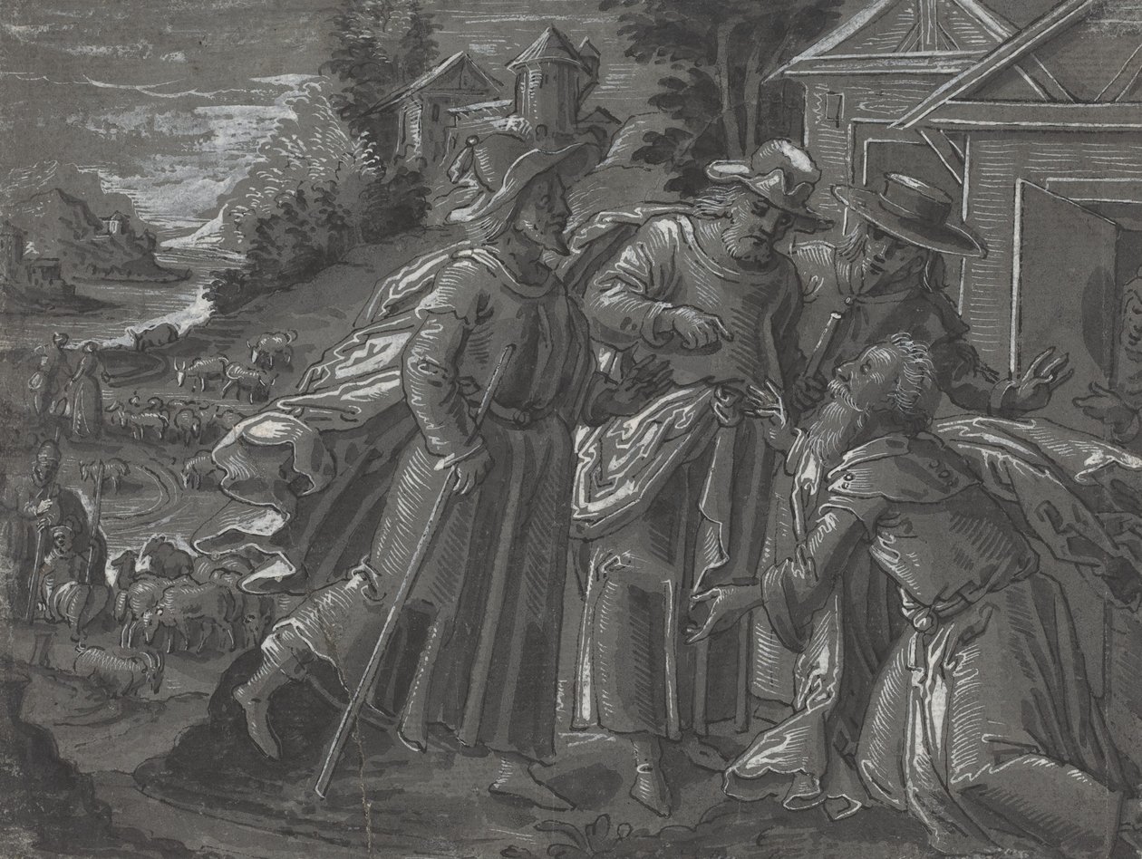 Abraham Entertaining the Angels [verso], c. 1600. alkotó: Unbekannt