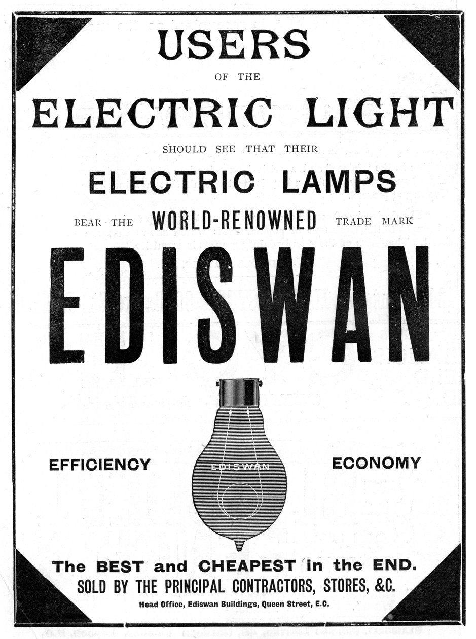 Ediswani izzólámpák hirdetése, 1898 alkotó: Unbekannt
