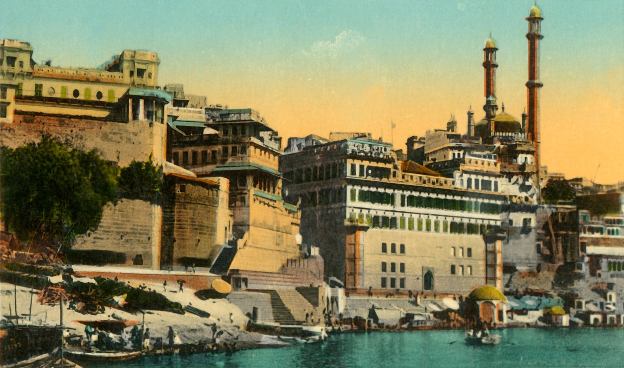 Alamgir mecset és Ghat, Benares, 1910. alkotó: Unbekannt