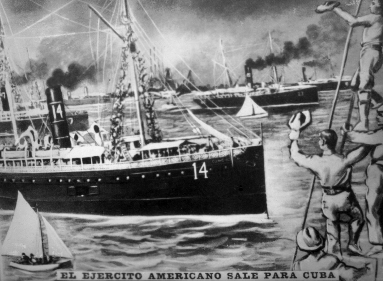 Az amerikai hadsereg Kubába indul, 1898, 1920-as évek alkotó: Unbekannt