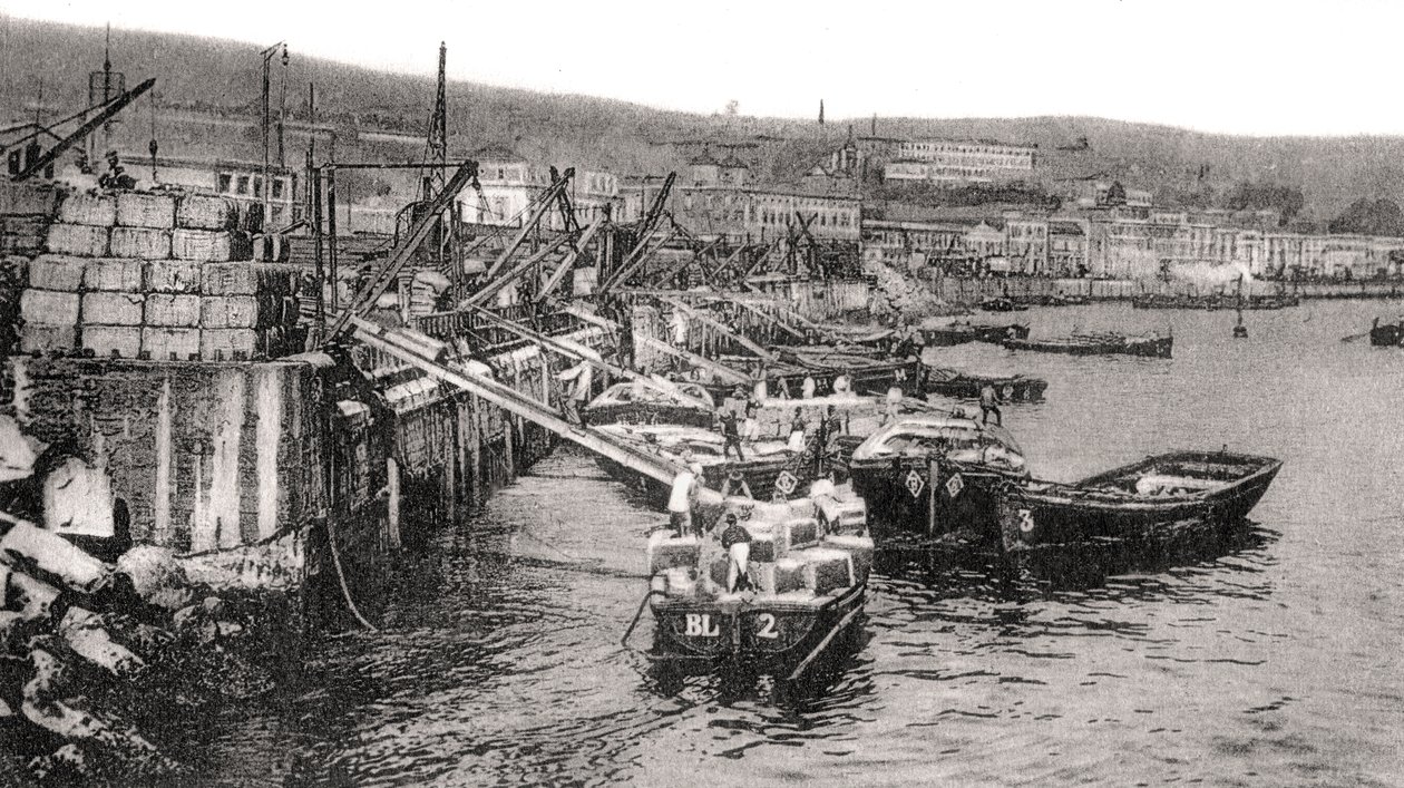 Hajók a Malecon folyón, Valparaiso, Chile, 1900-as évek alkotó: Unbekannt