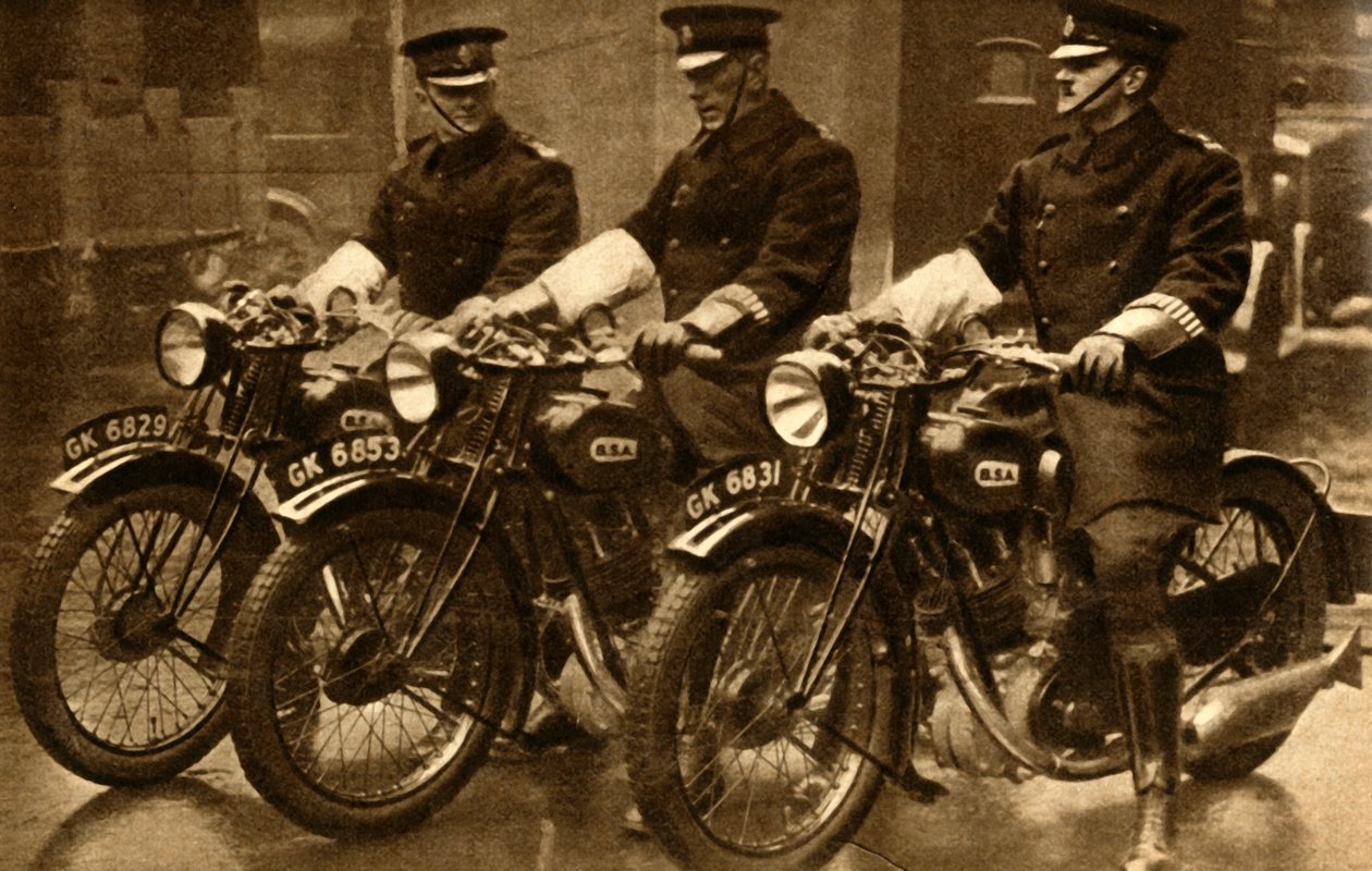 Brit rendőrség BSA motorokon, 1931, 1933. alkotó: Unbekannt