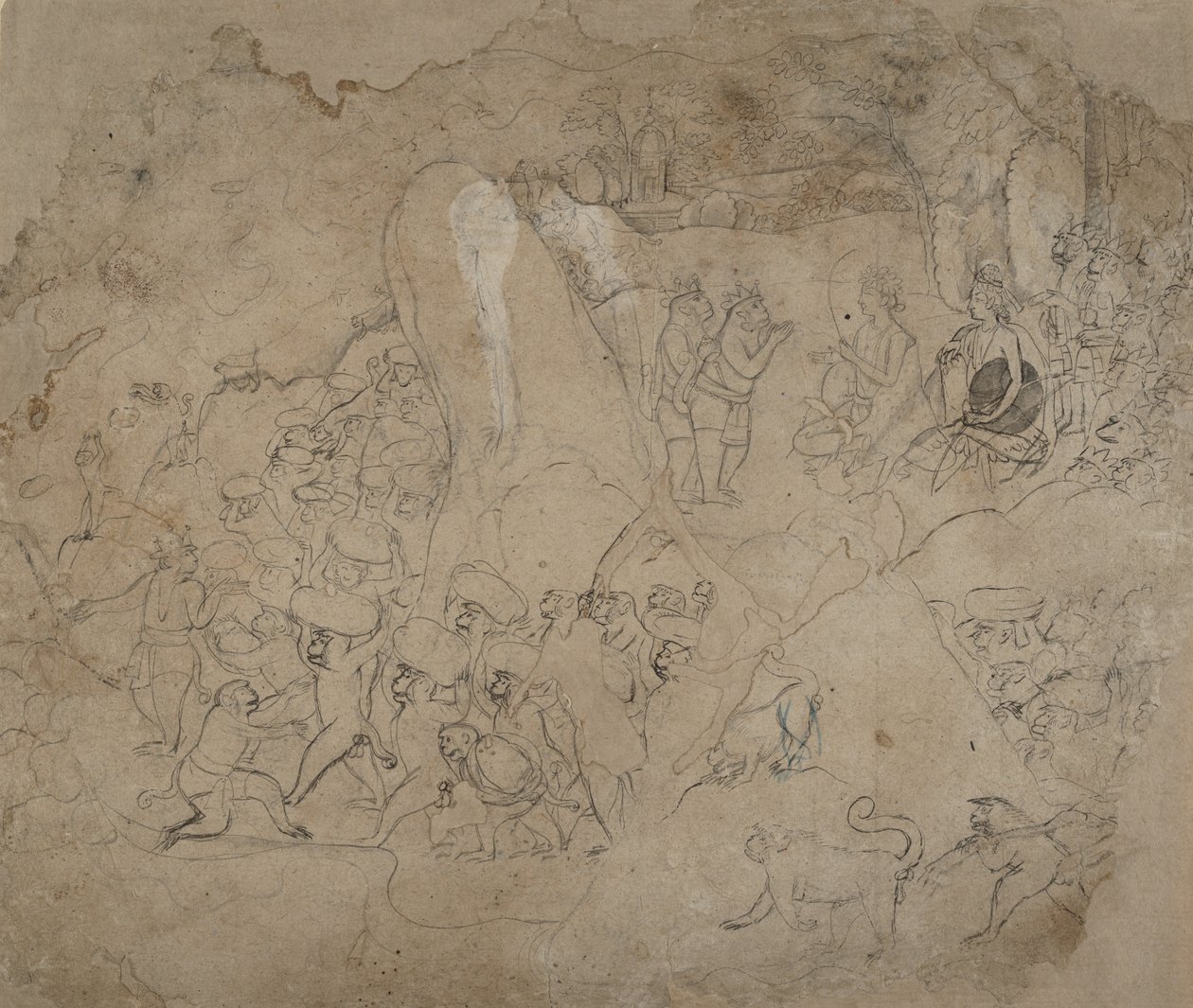 A híd építése Lankára, kb. 1800. alkotó: Unbekannt