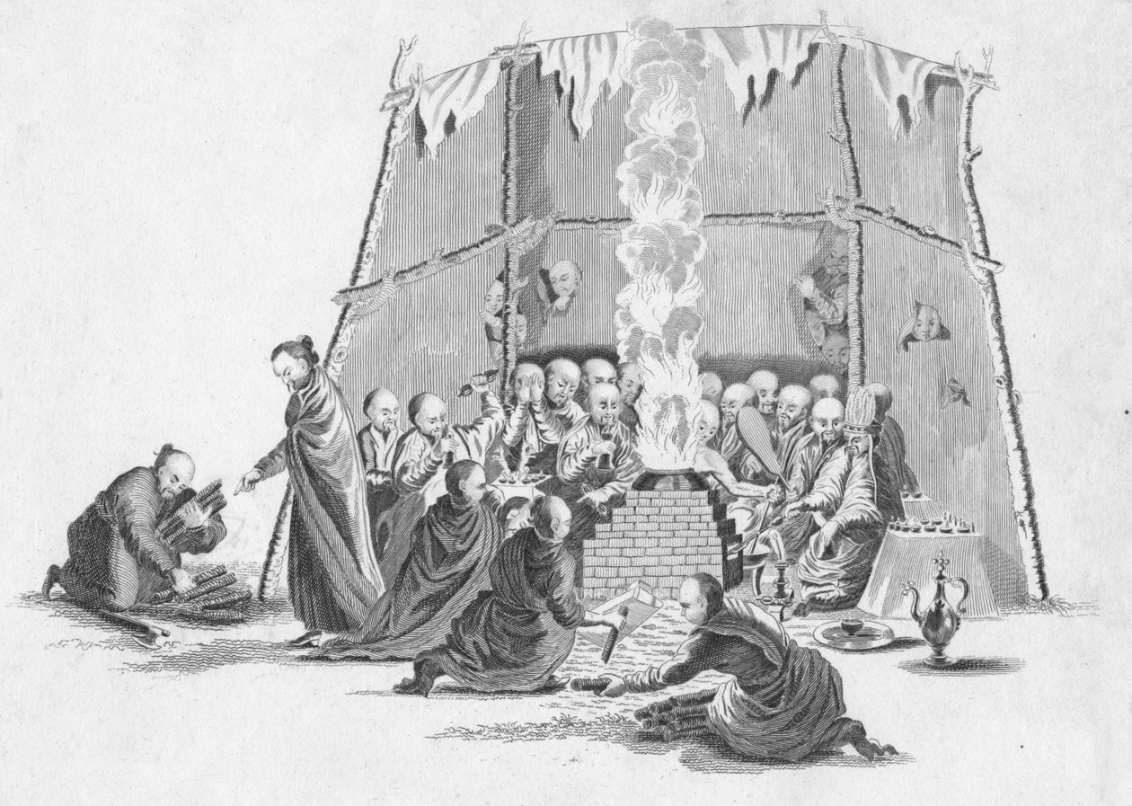 Egy láma holttestének elégetése, c1802. alkotó: Unbekannt