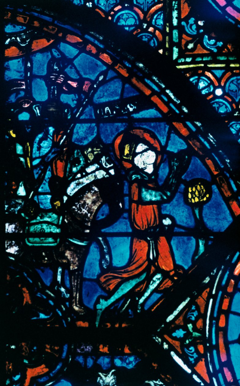 Nagy Károly imádkozik, ólomüveg, Chartres-i katedrális, Franciaország, c1225 alkotó: Unbekannt