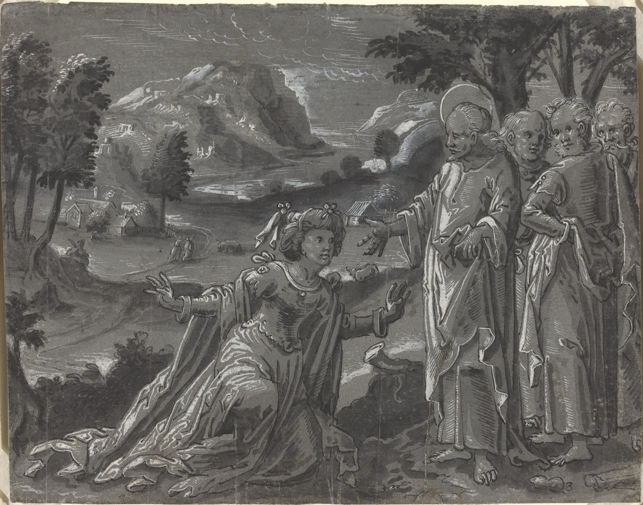 Krisztus és a házasságtörőnő [recto], c. 1600. alkotó: Unbekannt