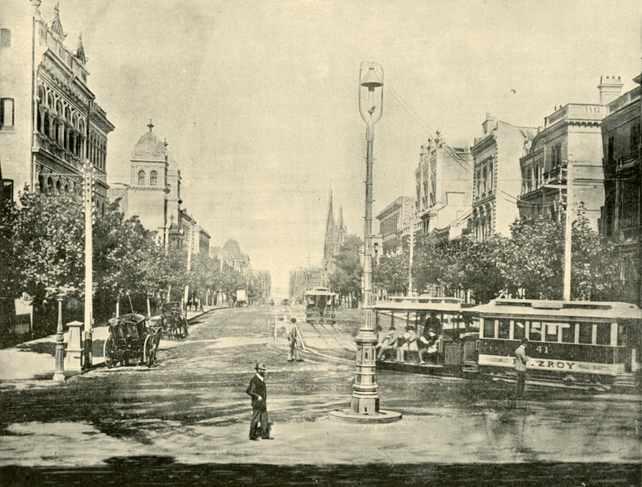 Collins Street, Melbourne, a Treasury Buildings-ből, 1901. alkotó: Unbekannt