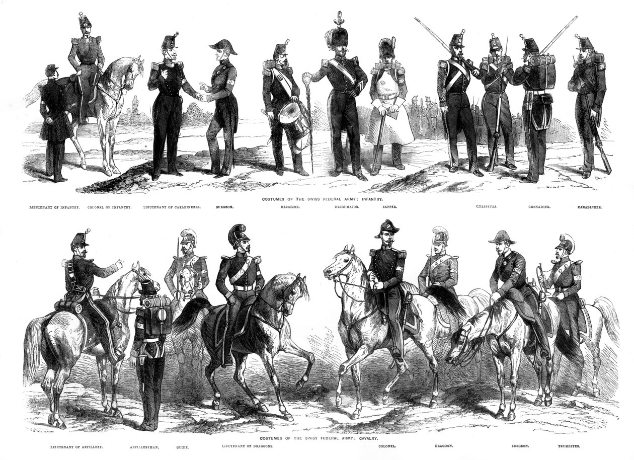 A svájci szövetségi hadsereg jelmezei, 1857 alkotó: Unbekannt