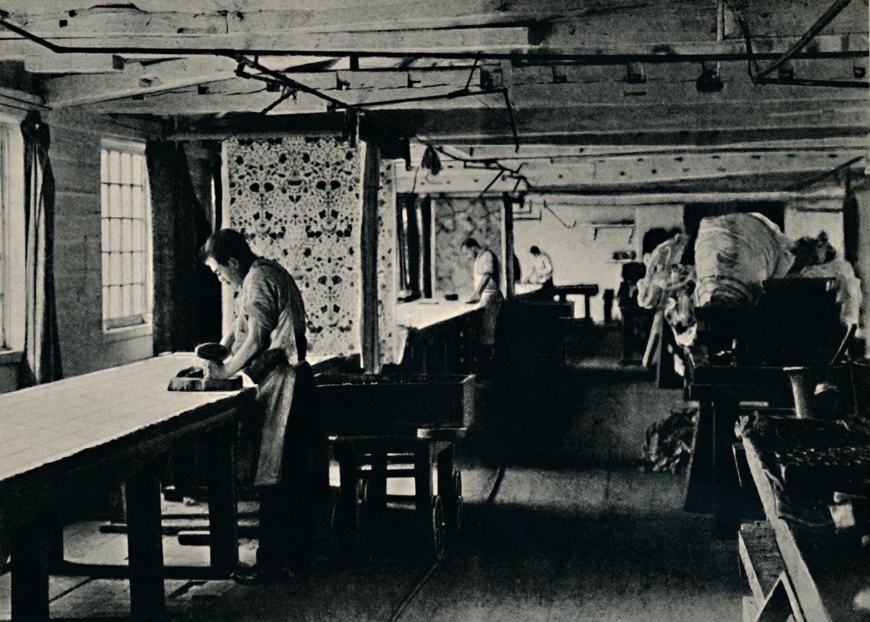 Pamutnyomtatás a Merton Abbey Works-ben, 1884. alkotó: Unbekannt