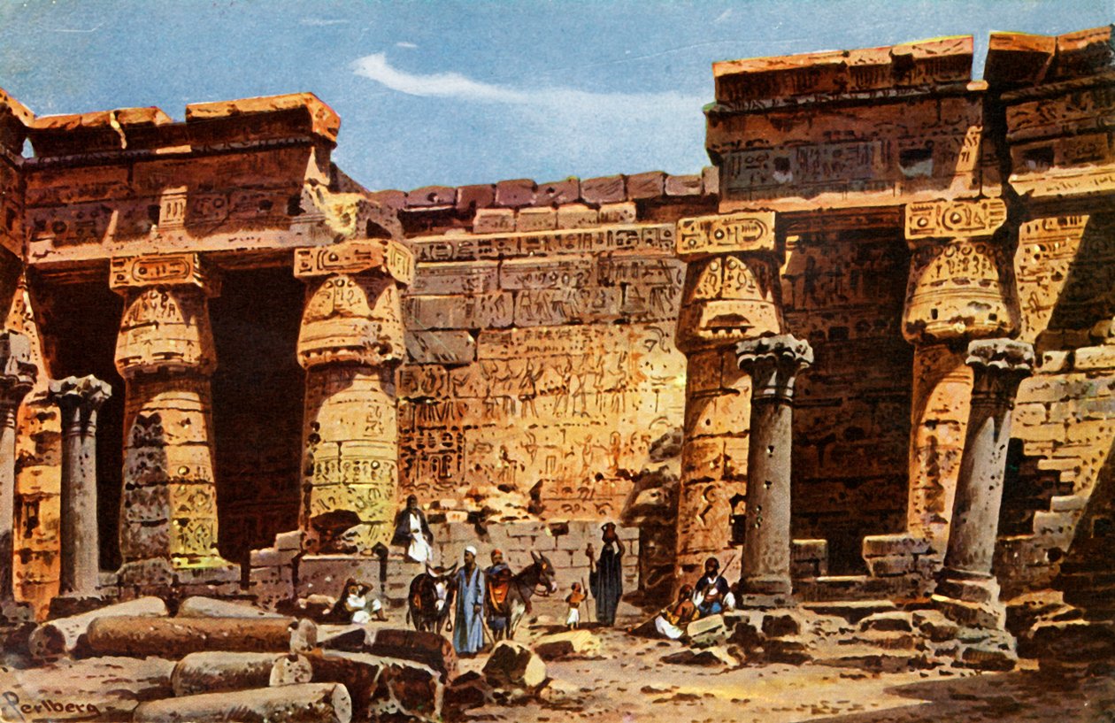 Medinet Hobou templomának udvara, 1918-c1939. alkotó: Unbekannt