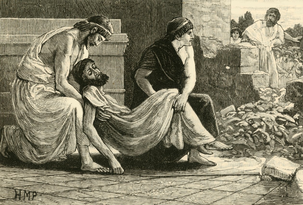 Pausanias halála, 1890. alkotó: Unbekannt