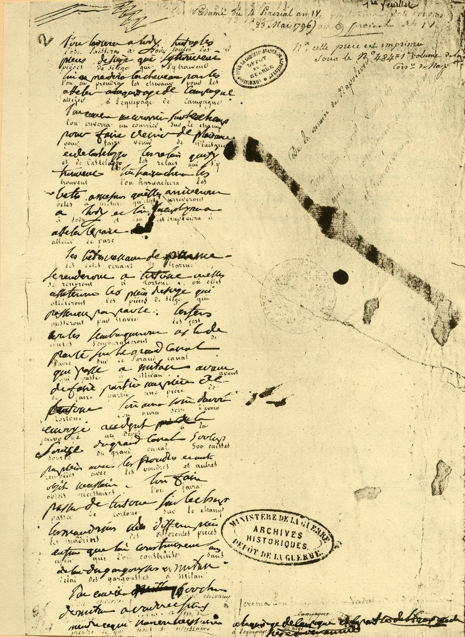 Bonaparte Napóleon rendelete, 1796. május 23., 1921. alkotó: Unbekannt