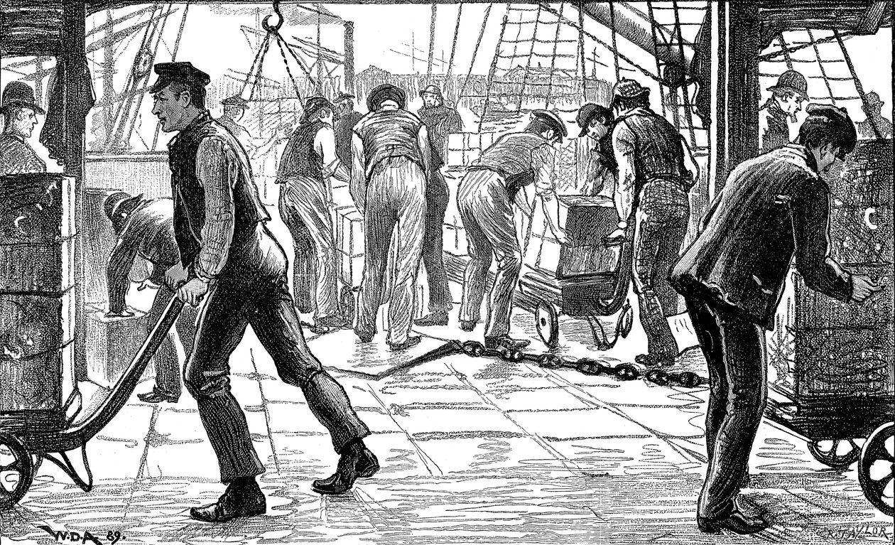 Dockerek teát raknak ki a London Docksban, 1889 alkotó: Unbekannt