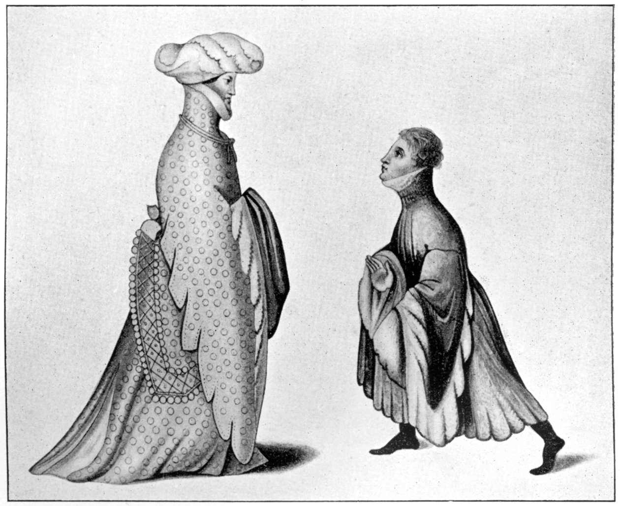 Példák a houppelande-ra, 14. század, 1910 alkotó: Unbekannt