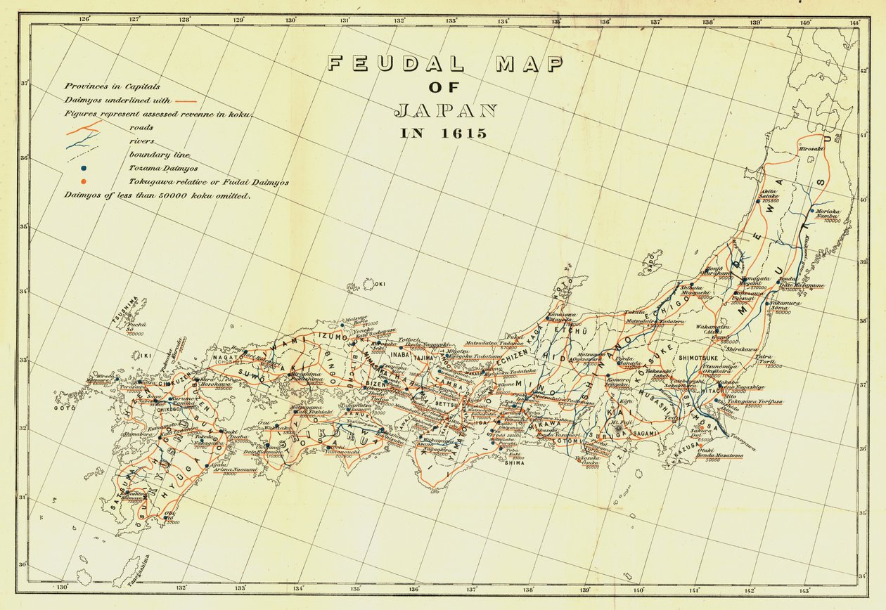 Japán feudális térképe 1615-ben, 1903-ban. alkotó: Unbekannt