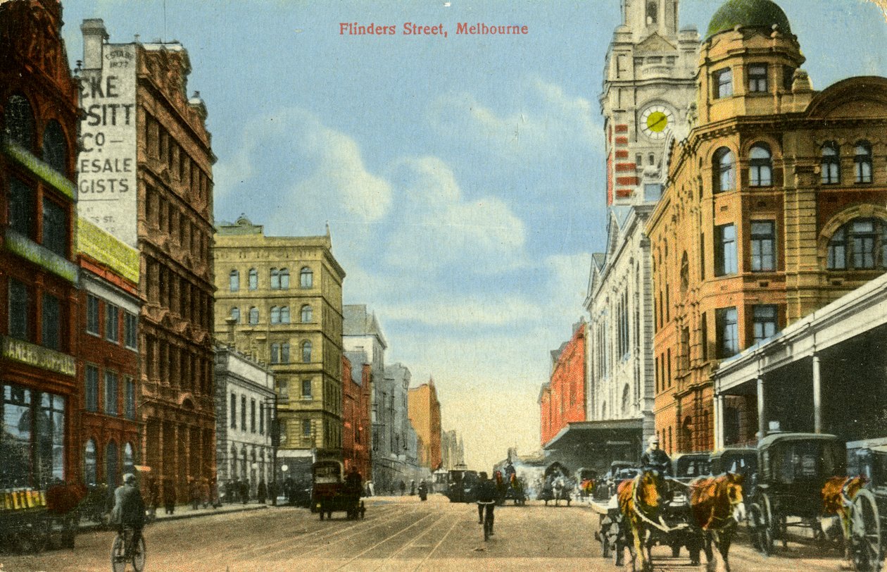 Flinders Street, Melbourne, Victoria, Ausztrália, 1900-as évek alkotó: Unbekannt