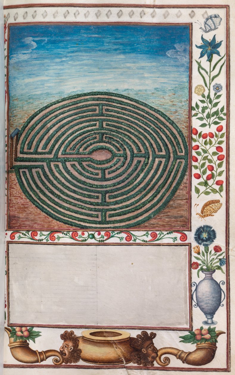 Florilegium: 15. oldal recto labirintus kert, 1608. alkotó: Unbekannt