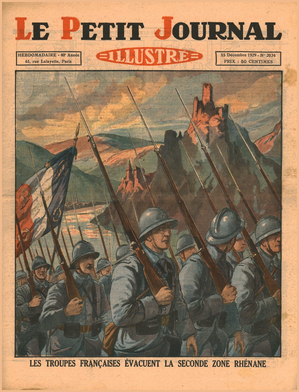A francia csapatok elhagyják a második rajnai övezetet, 1929. alkotó: Unbekannt