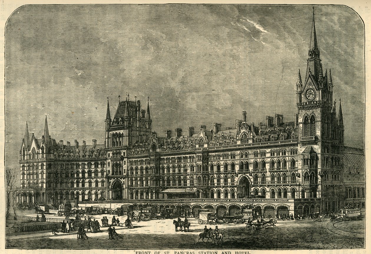 A St. Pancras állomás és szálloda előtt, 1876. alkotó: Unbekannt