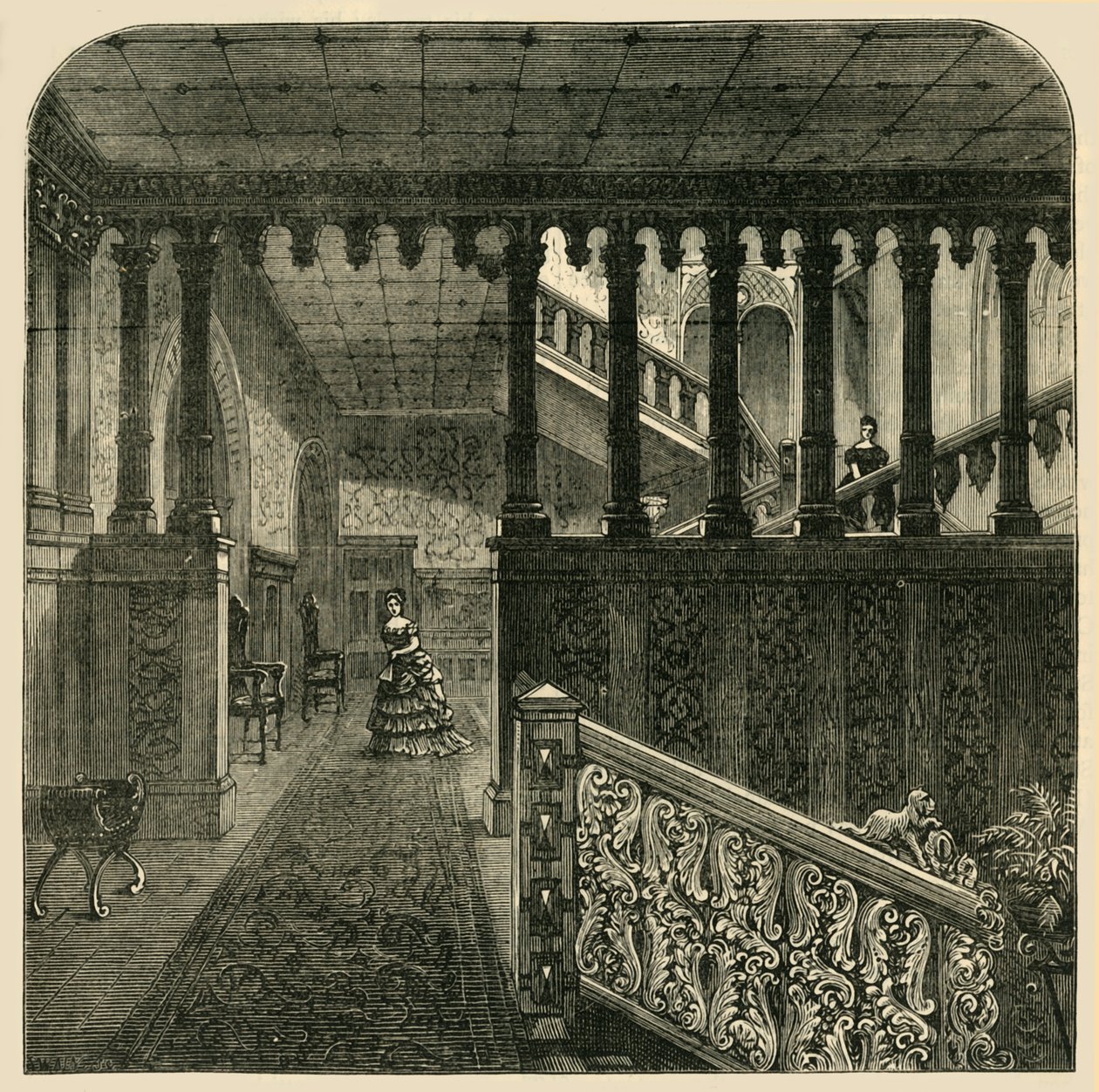 Grand Staircase, Holland House, 1876. alkotó: Unbekannt