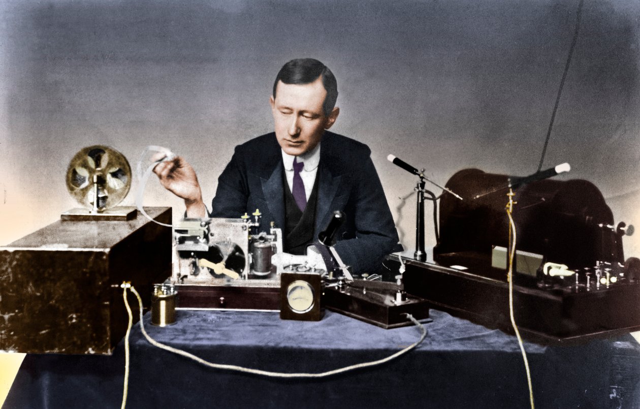 Guglielmo Marconi 1874-1937, olasz fizikus és rádió úttörője alkotó: Unbekannt
