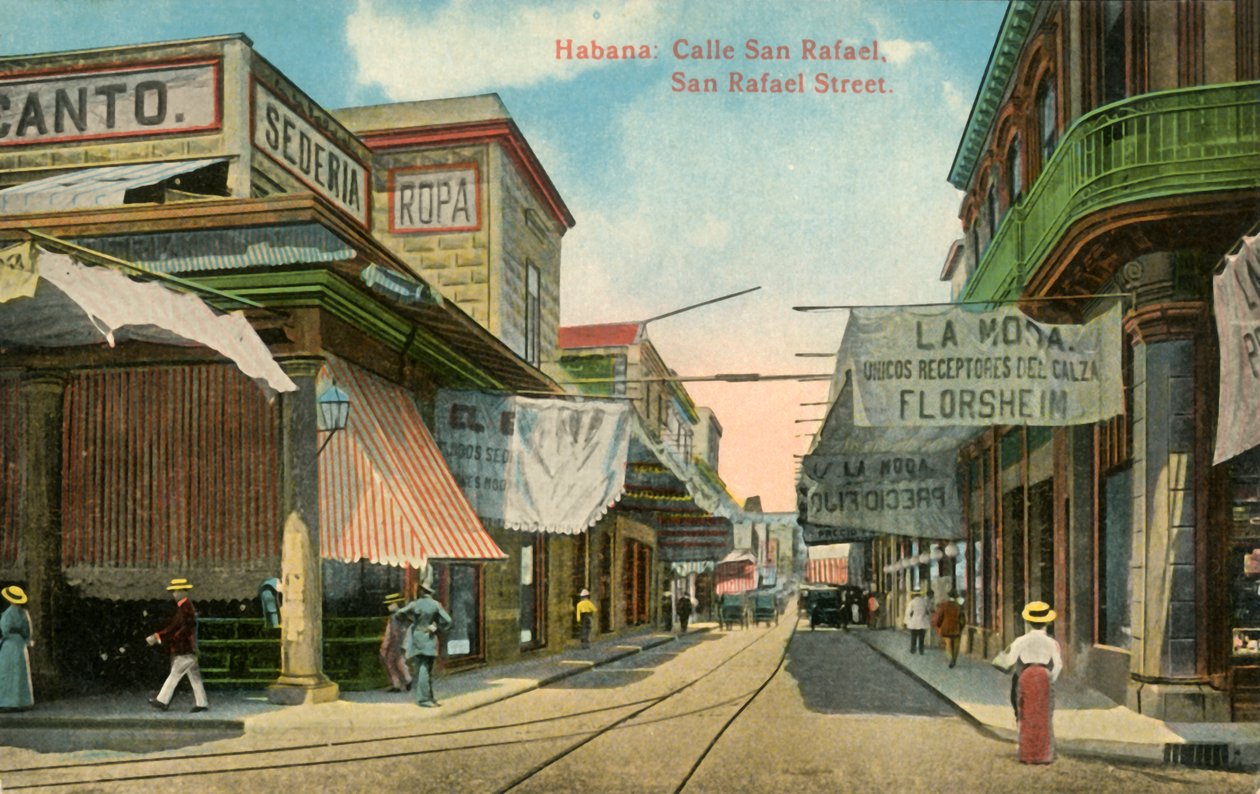 Havanna: Calle San Rafael, San Rafael Street, 1910-es évek. alkotó: Unbekannt