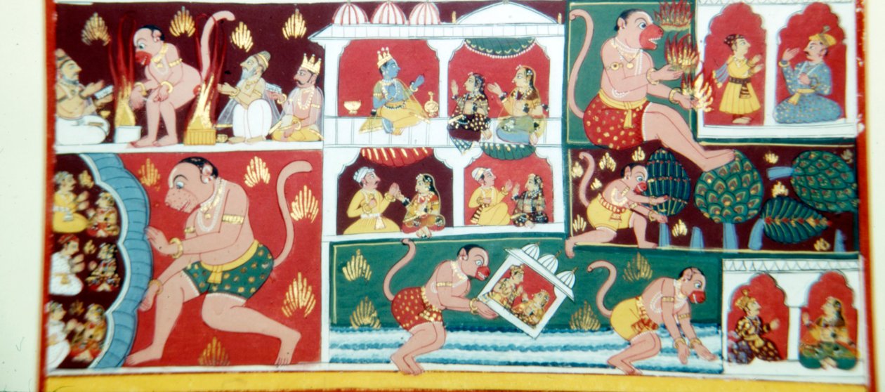 Hanuman, a majomdémon, aki balhét okoz az emberek között, 1730 alkotó: Unbekannt