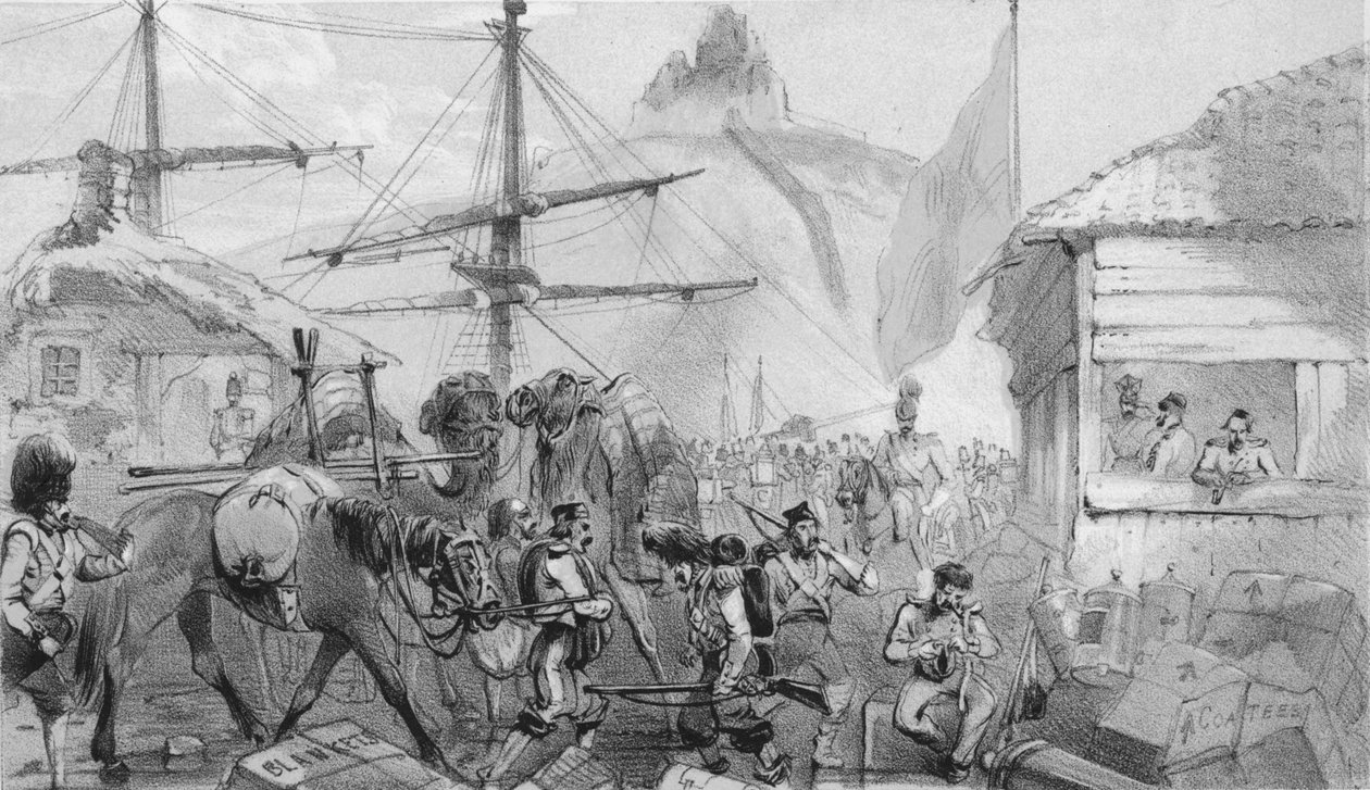 Balaklava kikötője. A leszállóhely, 1850-es évek. alkotó: Unbekannt