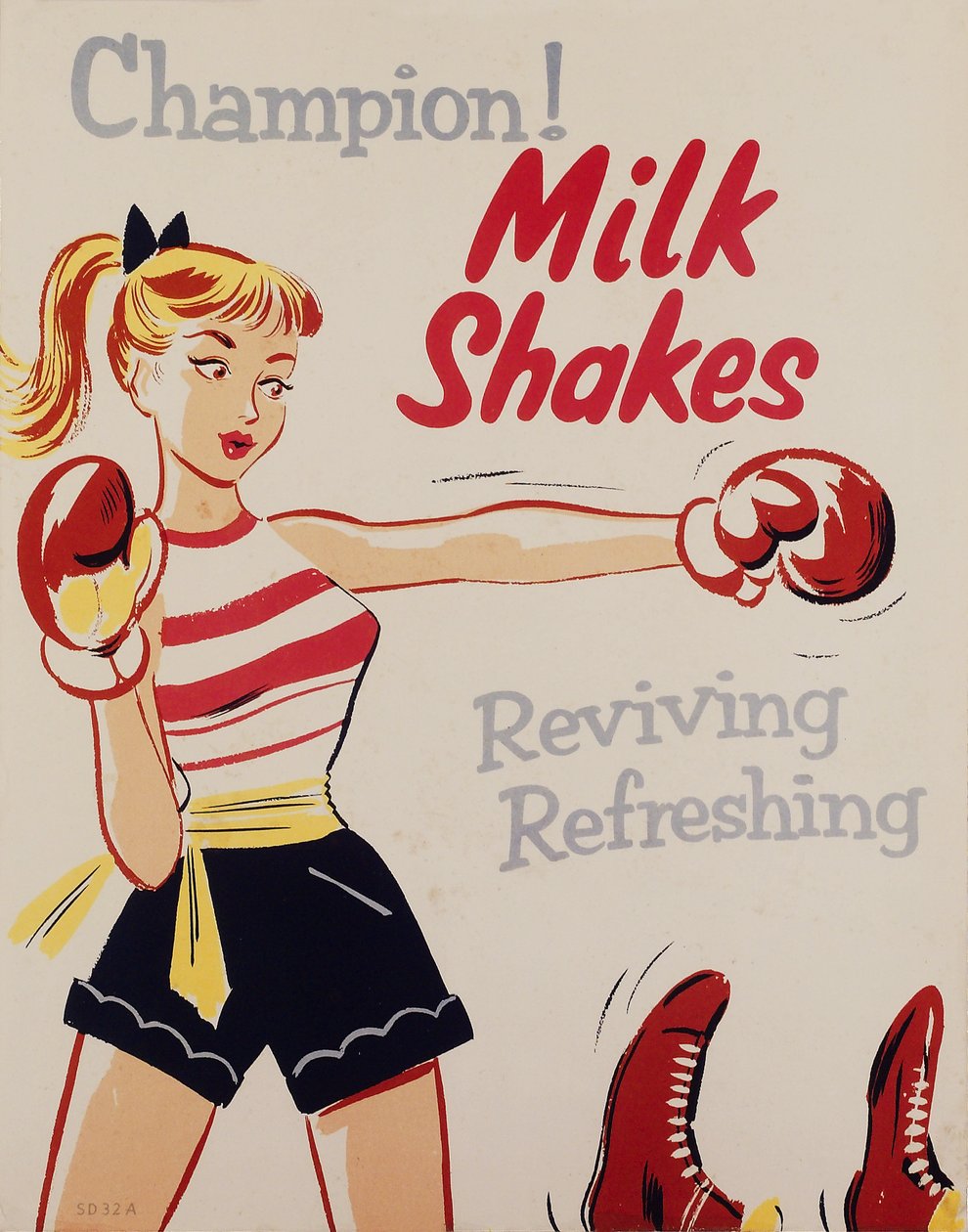 Egészségnevelés ï Bajnok! Milkshakes, poszter, c 1955-1960 alkotó: Unbekannt