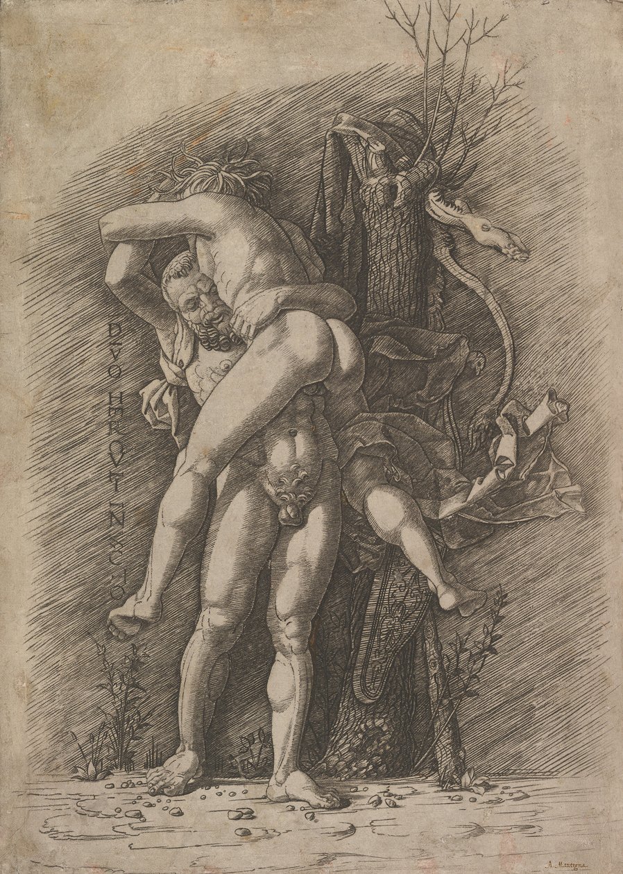 Herkules és Antaeus, kb. 1497. alkotó: Unbekannt