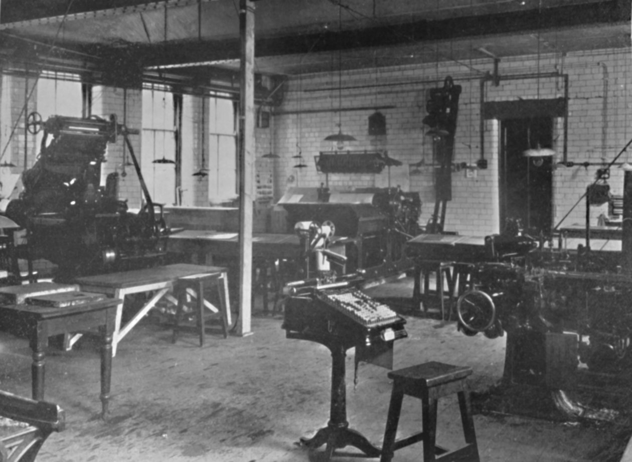 Heriot-Watt College, Edinburgh – Magasnyomógép Tanszék, 1909. alkotó: Unbekannt
