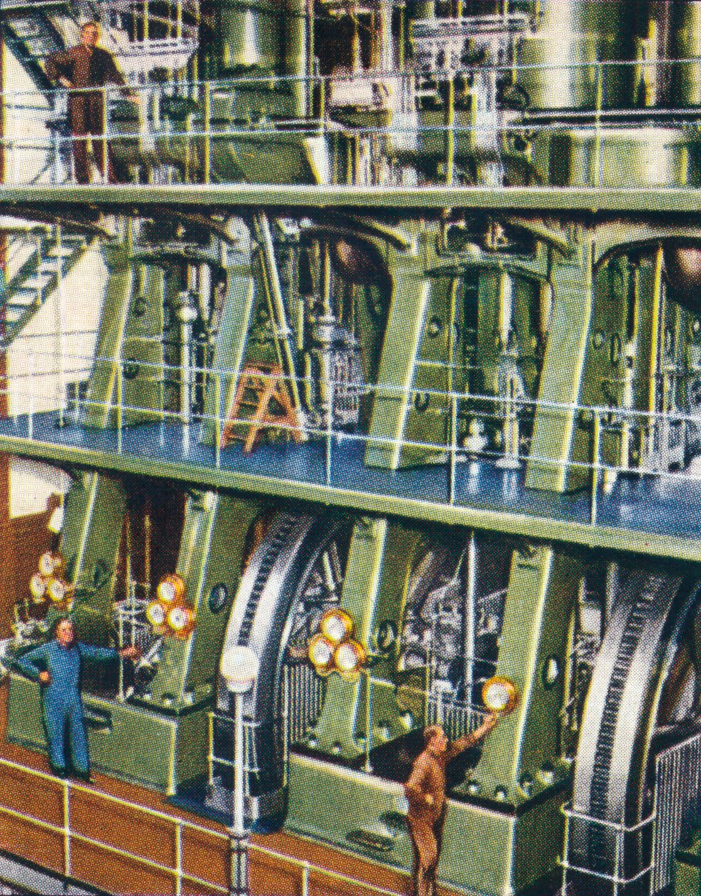 Hatalmas, háromszoros expanziós szivattyús motor, 1938 alkotó: Unbekannt